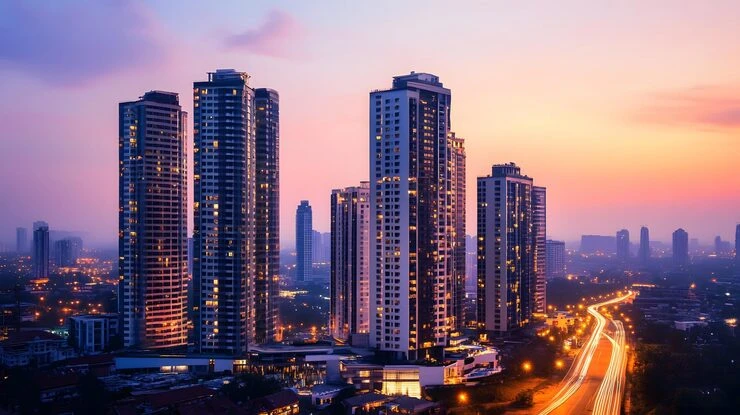 Modern 2 and 3 BHK apartment building concept at Dobariya The Olive Chandlodiya